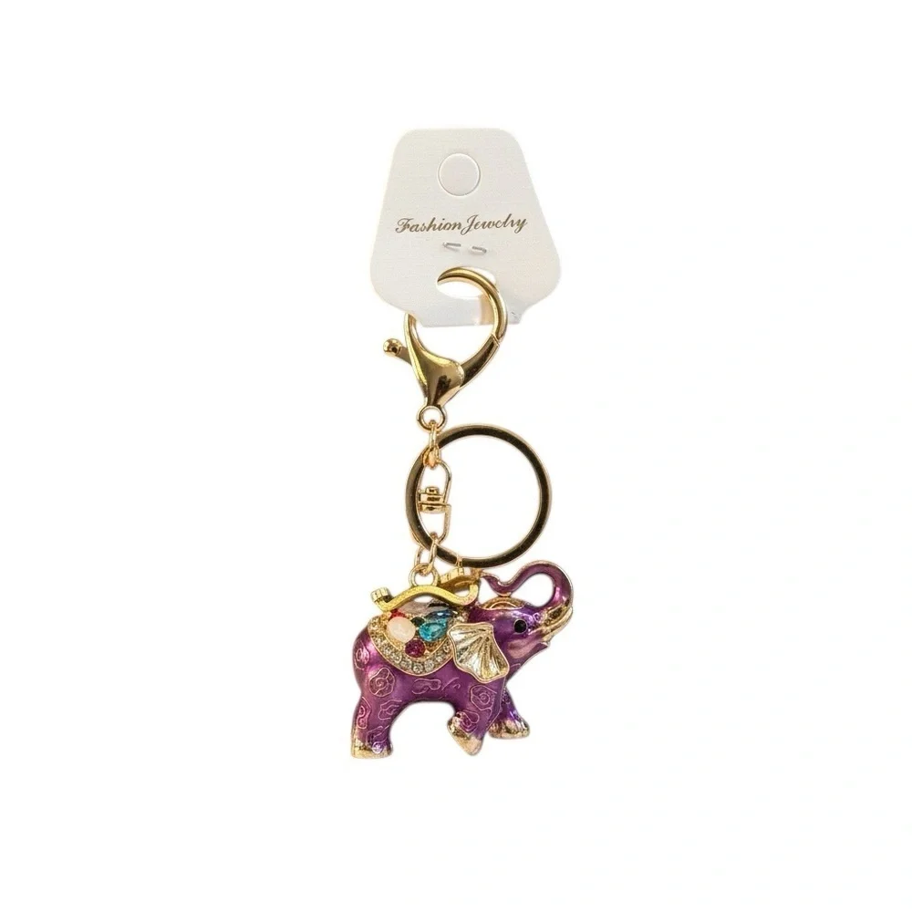 💜 NWT Jeweled Purple Elephant Bag Charm / Keychain